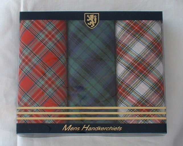 Box of 3 Mens Tartan Handkerchiefs
